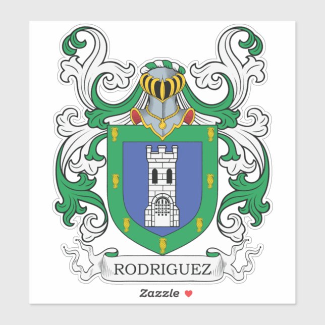 Pegatina Rodriguez Family Crest (Hoja)