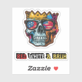 Pegatina Rojo-Blanco-Y-Calavera