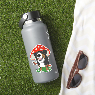 Pegatina Rojo Cap Mushroom Bernese Mountain Dog