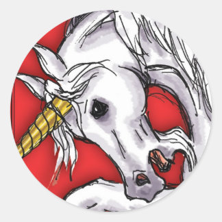 Pegatina rojo de Unicorn