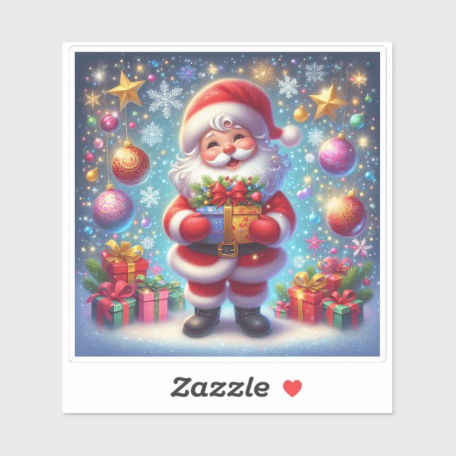 Pegatina rojo festivo celebra a Navidades vitorean (Hoja)