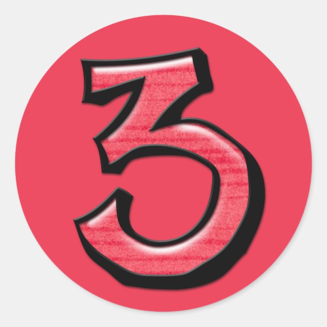 Pegatina rojo número 3 (Anverso)