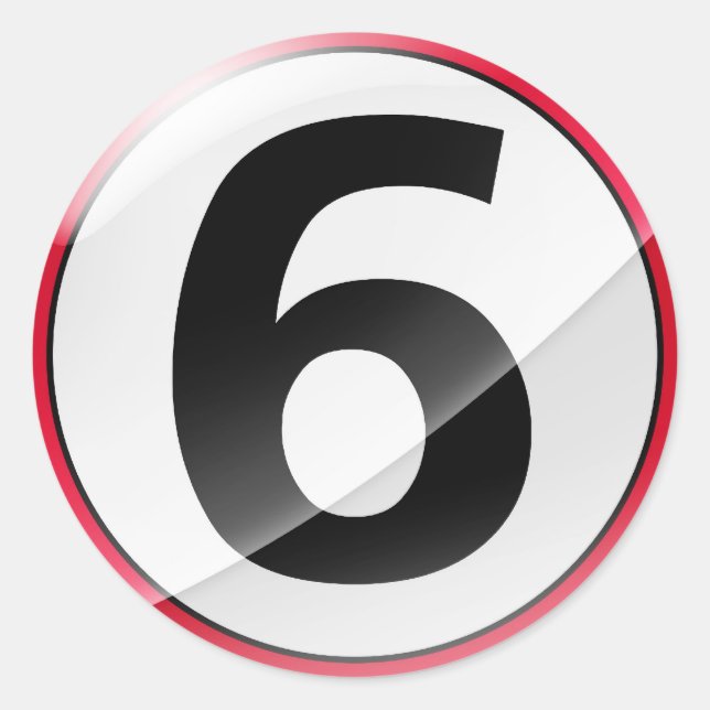Pegatina rojo número 6 (Anverso)