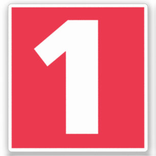 Pegatina rojo y blanco número uno