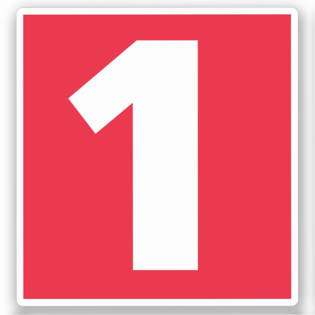 Pegatina rojo y blanco número uno (Anverso)