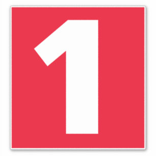 Pegatina rojo y blanco número uno