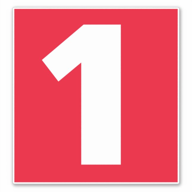 Pegatina rojo y blanco número uno (Anverso)