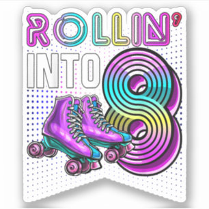 Pegatina Rollin' en 8 Roller Skating Rink 8Cumpleaños Pa