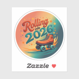 Pegatina Rolling Into 2026 Retro Skate Sticker