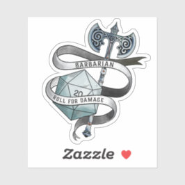 Pegatina Rollo bárbaro por daño d20 gran hacha