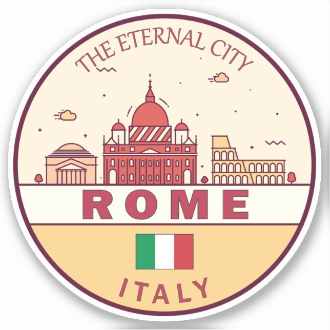 Pegatina Roma Italia City Skyline Emblem (Anverso)