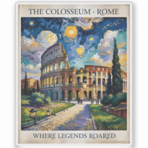 Pegatina Roma Italia Coliseo Viaje Van Gogh Noche Estrellad