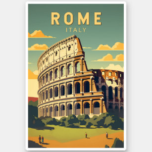 Pegatina Roma Italia Colosseum Viaje Arte Vintage