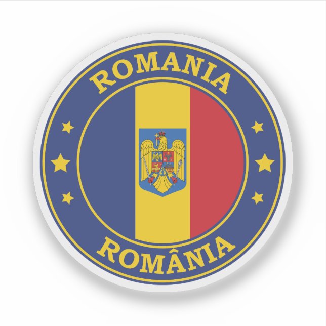 Pegatina Romana bandera en círculo Emblema (Anverso)