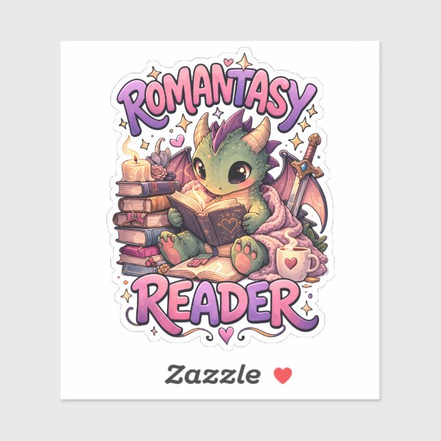 Pegatina Romantasy Dragon Reader Custom-Cut Vinyl Sticker (Hoja)
