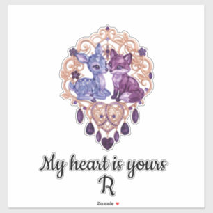 Pegatina Romantic Crystal Animals Custom Couple
