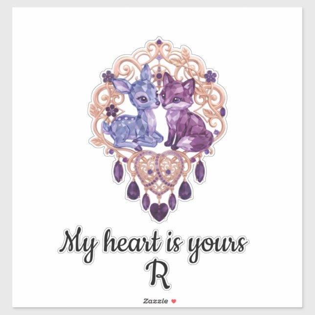 Pegatina Romantic Crystal Animals Custom Couple (Hoja)