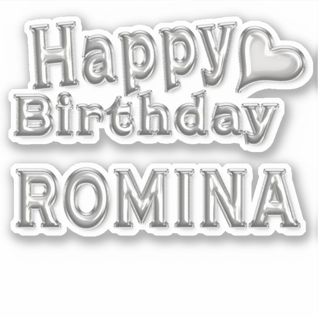 Pegatina Romina Happy Birthday silver Aufkleber Sticker (Anverso)