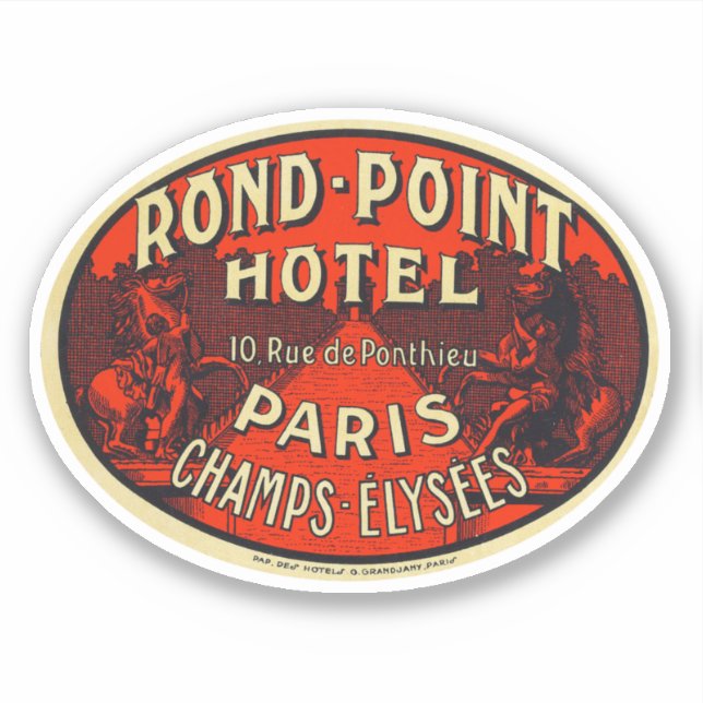 Pegatina Rond Point Hotel Paris Chaps Elysees (Anverso)