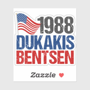 Pegatina Ronda clásica retro demócrata Dukakis Bentsen 1988