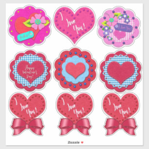 Pegatina Rondeles de San Valentín con aspecto de fieltro he