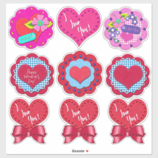 Pegatina Rondeles de San Valentín con aspecto de fieltro he