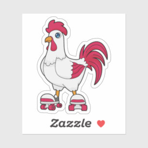 Pegatina Rooster en patinaje en línea con patines de patina