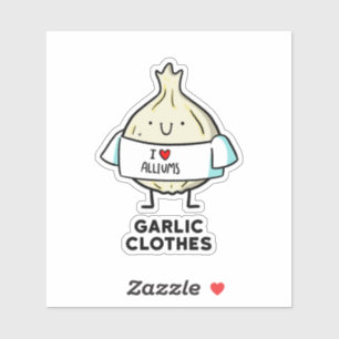 Pegatina Ropa de ajo Cute Allium Pun Die Cut