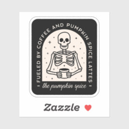 Pegatina Ropa de calabaza lata divertido esqueleto de café