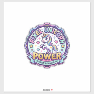Pegatina Ropa lista para POD de poder de unicornio pixel un