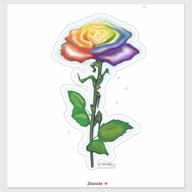 Pegatina Rosa arcoiris (Hoja)