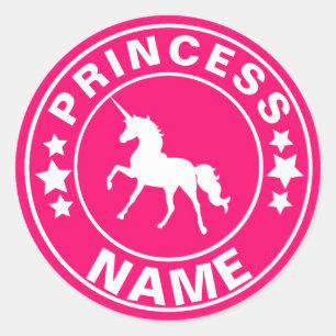 Pegatina rosa arcoiris de Unicorn Custom Name prin