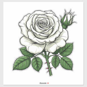Pegatina Rosa Blanca Brillante