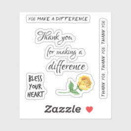 Pegatina Rosa con Gracias por hacer citas de diferencia