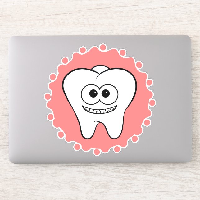 Pegatina Rosa de dientes feliz (Ordenador)
