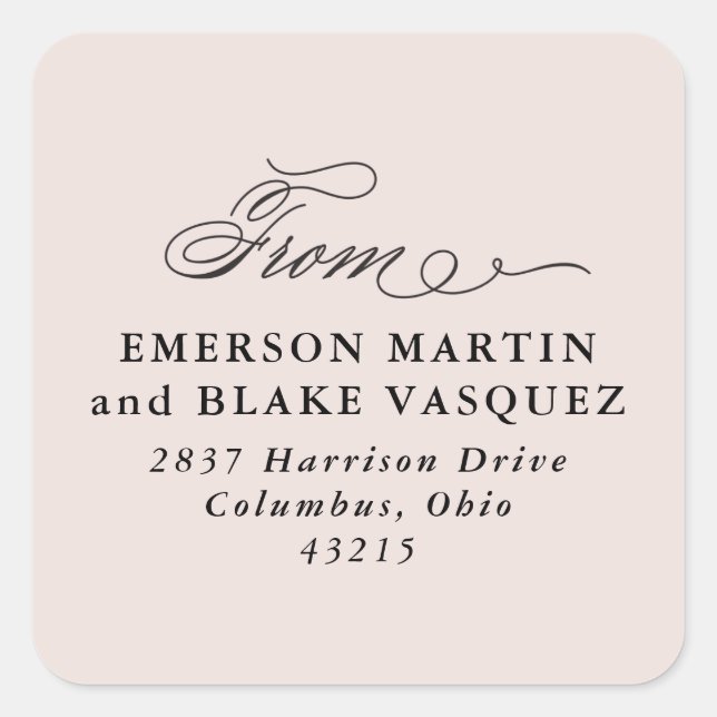 pegatina rosa de la dirección de retorno del boda (Anverso)