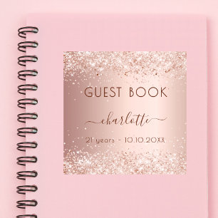 Pegatina Rosa de oro confetti cumpleaños Guest Book