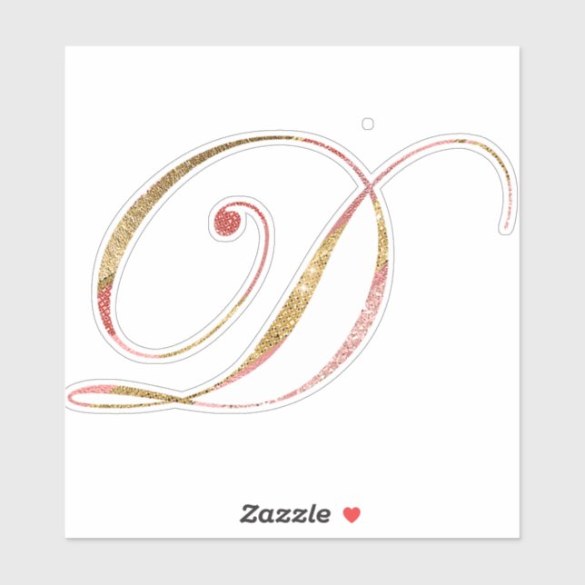 Pegatina rosa de oro inital (Hoja)