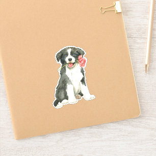 Pegatina Rosa de Valentine Border Collie Vinyl