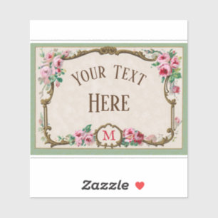 Pegatina Rosa francés antiguo Perfume Blank Frame