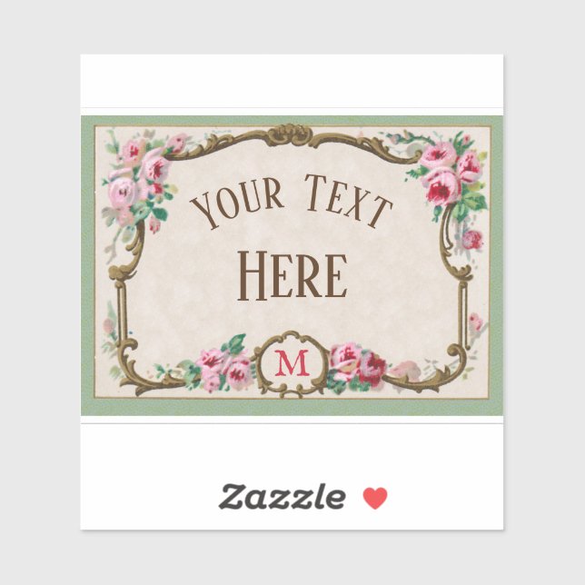 Pegatina Rosa francés antiguo Perfume Blank Frame (Hoja)