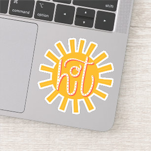 Pegatina Rosa fuerte. Abundante sol amarillo lindo / sol de