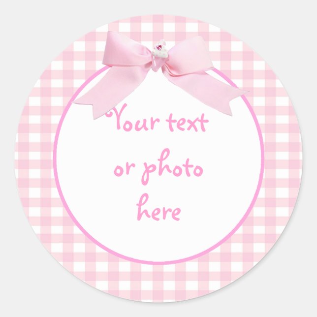 Pegatina Rosa Gingham (Anverso)