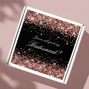Pegatina Rosa Gold Glam Black Bridesmaid Propuesta Caja de