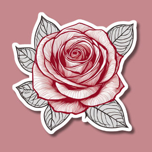 Pegatina Rosa impermeable ilustrado