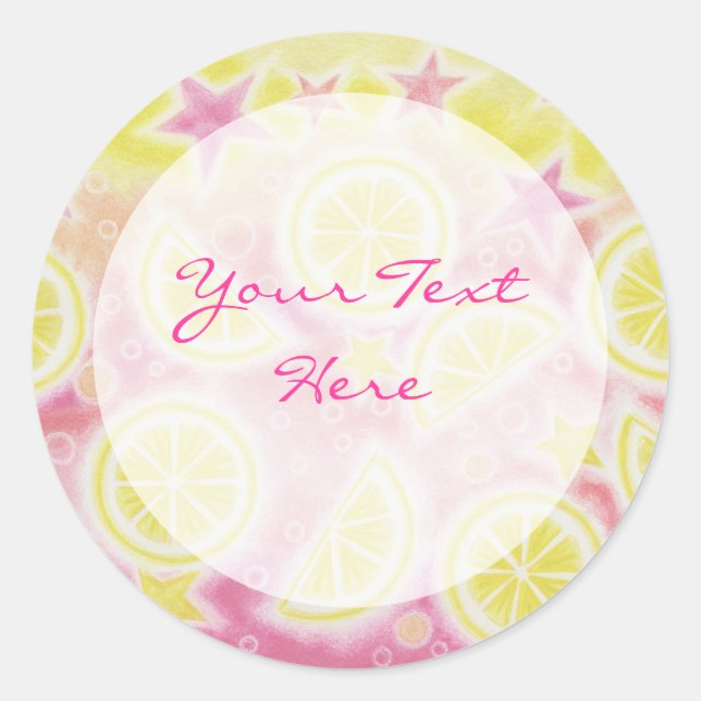 Pegatina rosa Lemonade 'Tu texto' (Anverso)