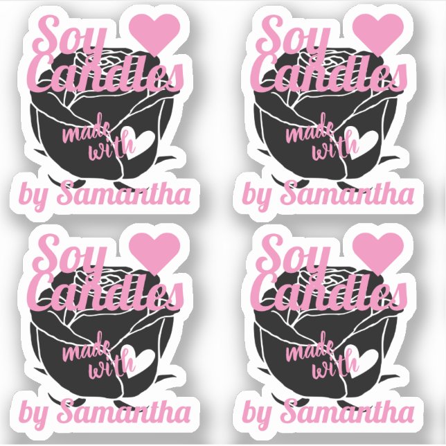 Pegatina Rosa negro moderno hecho con velas de soja rosa ca (Anverso)