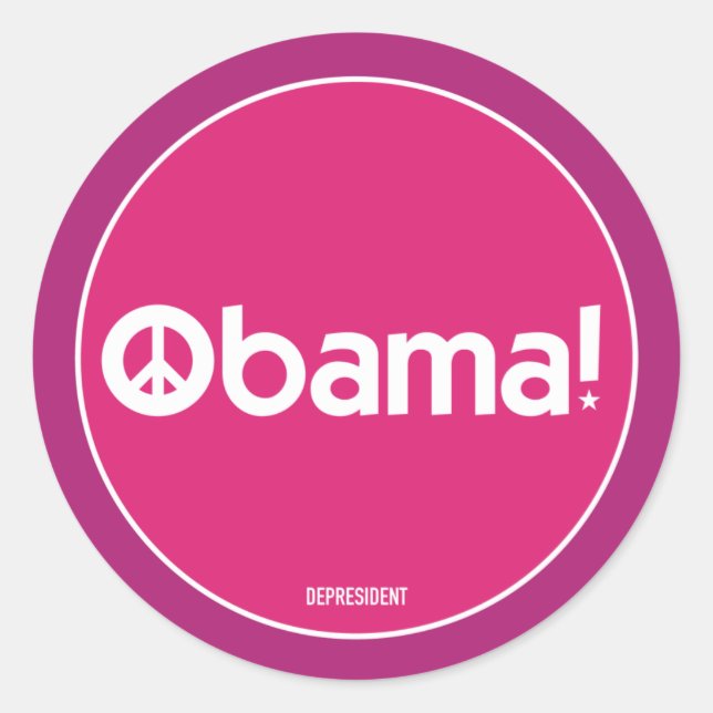 Pegatina Rosa Obama por la Paz (Anverso)
