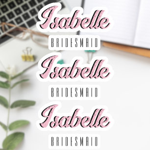 Pegatina Rosa Orquídea Nombre Divertido 3D Dama de Honor  