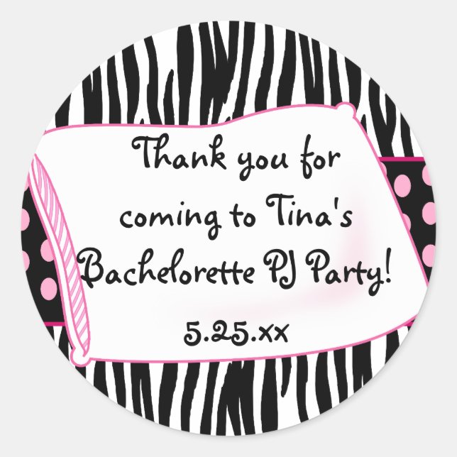 Pegatina Rosa Redondo Fiesta Pajama (Anverso)